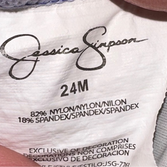 Jessica Simpson Baby Girl One Piece Rash Guard Long Sleeve Blue Floral Swimsuit - Picture 7 of 7